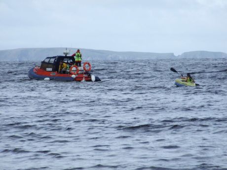 Captain Ahab greets the �safety boat�.