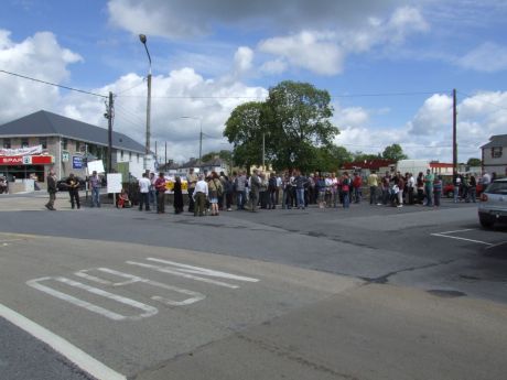 Click on image to see full-sized version Assembling before Pat's release celebration, Castlerea