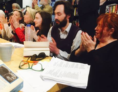 Click on image to see full-sized version Mary Coughlan, far right, reading Connolly