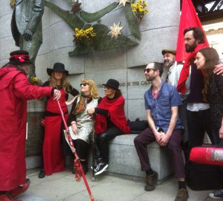 Click on image to see full-sized version Margaretta D'Arcy with Connolly Show citizen actors